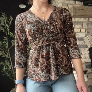 Brown paisley print babydoll style